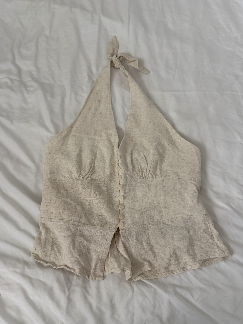 stradivarius linen blend halter top size medium details: -great condition - - Picture 1 of 7